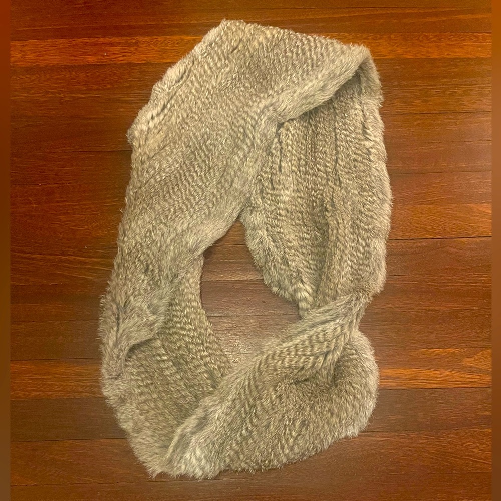 Joie gray rabbit fur infinity scarf